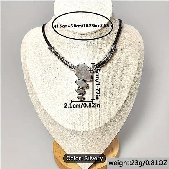 Vintage Geometric Statement Pendant Necklace, Bohemian, Boho, Tribal - Picture 5 of 5